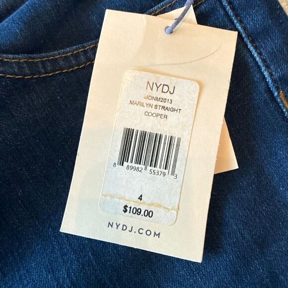NYDJ Lift x Tuck Marilyn Straight Leg Mid-rise Denim Jeans Cooper Blue Sz 4 NWT - Picture 6 of 9